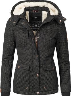 Marikoo KEIKOO ženska zimska jakna s kapuljačom, crna točkasta