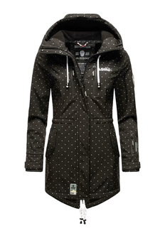 Marikoo ZIMTZICKE ženska zimska softshell jakna s kapuljačom, crna točkasta