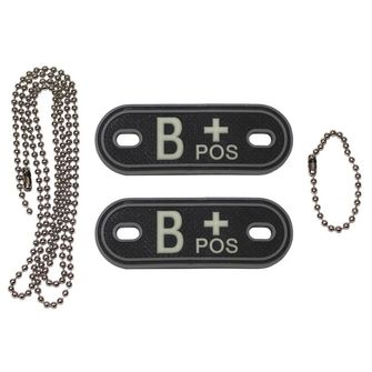 MFH Dog-Tags pločice B POS, 3D PVC, crne boje