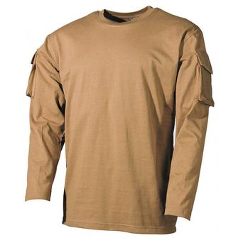 MFH US Coyote duga majica s čičak džepovima na rukavima, 170g/m2