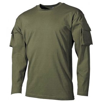 MFH US maslinasta majica dugih rukava s džepovima na čičak, 170g/m2