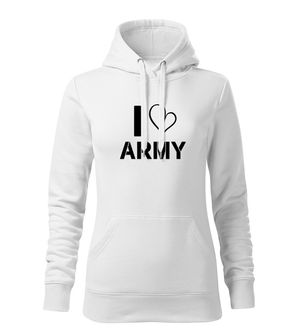 DRAGOWA ženska majica s kapuljačom i love army, bijela 320g/m2