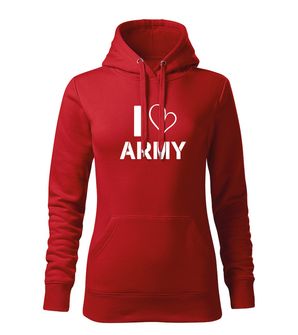 DRAGOWA ženska majica s kapuljačom i love army, crvena 320g/m2