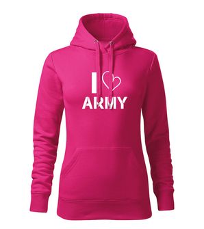 DRAGOWA ženska majica s kapuljačom i love army, roza 320g/m2