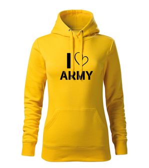 DRAGOWA ženska majica s kapuljačom i love army, žuta 320g/m2