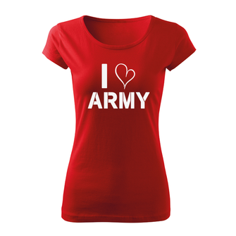 DRAGOWA ženska kratka majica i love army, crvena 150g/m2