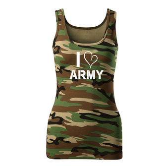 DRAGOWA ženska majica bez rukava i love army, kamuflažna 180g/m2