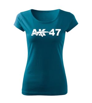 DRAGOWA ženska majica kratkih rukava AK-47, petrol plava 150g/m2