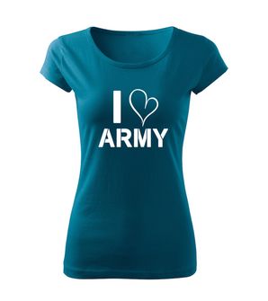 DRAGOWA ženska majica i love army, petrol plava 150g/m2