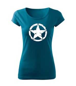 DRAGOWA ženska majica zvijezda, petrol plava 150g/m2