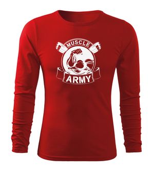 DRAGOWA Fit-T-shirt majica s dugim rukavima muscle army original, crvena 160g/m2