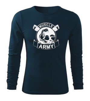 DRAGOWA Fit-T-shirt majica dugih rukava, muscle army original tamnoplava 160g/m2