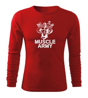 DRAGOWA Fit-T majica dugih rukava Muscle Army Team, crvena 160g/m2