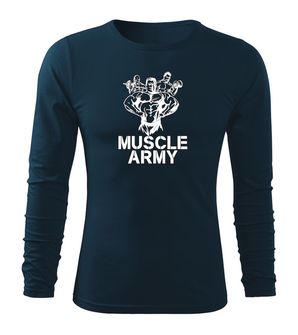 DRAGOWA Fit-T majica dugih rukava, Muscle Army Team, tamnoplava 160g/m2