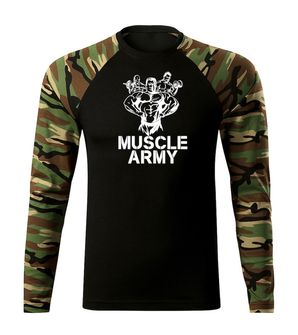 DRAGOWA Fit-T majica dugih rukava Muscle Army Team, woodland 160g/m2