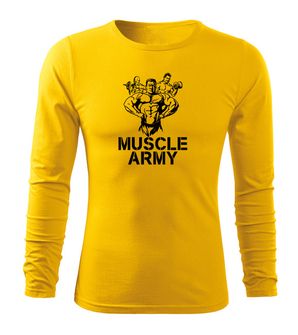 DRAGOWA Fit-T majica kratkih rukava s dugim rukavima, muscle army team, žuta 160g/m2