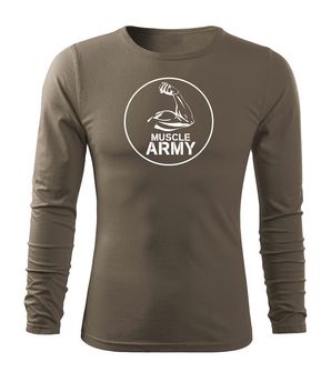 DRAGOWA Fit-T vojna biceps majica s dugih rukava, maslinasta 160g/m2