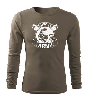 DRAGOWA Fit-T majica dugih rukva, muscle army original, maslinasta 160g/m2