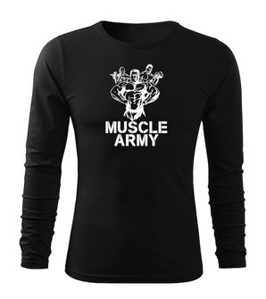DRAGOWA Fit-T majica dugih rukava Muscle Army Team, crna 160g/m2