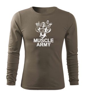 DRAGOWA Fit-T majica dugih rukava Muscle Army Team, maslinasta 160g/m2