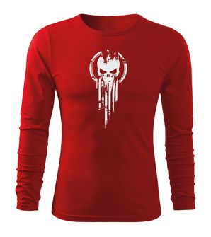 DRAGOWA Fit-T majica dugih rukava lubanja, crvena 160g/m2