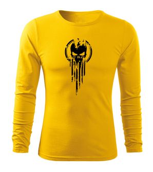 DRAGOWA Fit-T majica dugih rukava lubanja, žuta 160g/m2