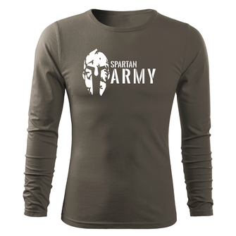 DRAGOWA Fit-T majica dugih rukava spartan army, maslinasta 160g/m2