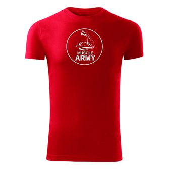 DRAGOWA fitness majica muscle army biceps, crvena 180g/m2