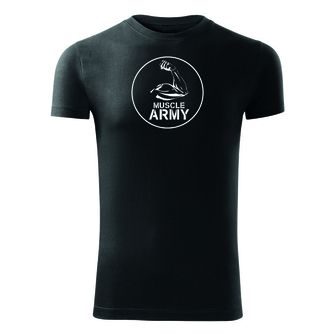DRAGOWA fitness majica muscle army biceps, crna 180g/m2