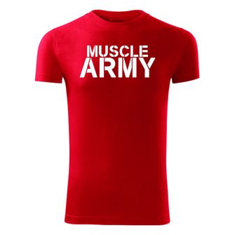 DRAGOWA fitness majica muscle army, crvena 180g/m2