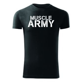 DRAGOWA fitness majica muscle army, crna 180g/m2