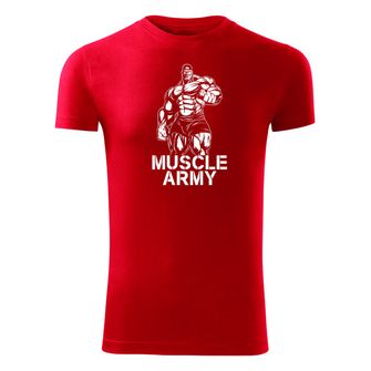 DRAGOWA fitness majica muscle army man, crvena 180g/m2
