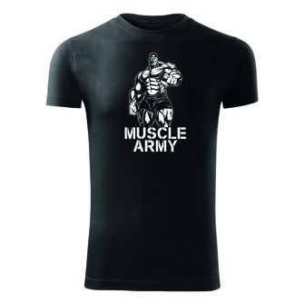 DRAGOWA fitness majica muscle army man, crna 180g/m2