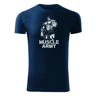 DRAGOWA fitness majica muscle army man, plava 180g/m2