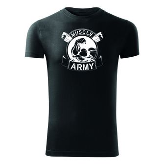 DRAGOWA fitness majica muscle army original crna 180g/m2