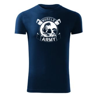 DRAGOWA fitness majica muscle army original, plava 180g/m2
