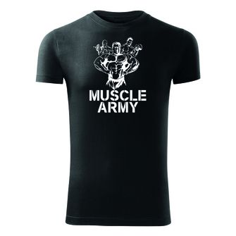 DRAGOWA fitness majica muscle army team, crna 180g/m2