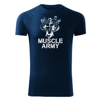 DRAGOWA fitness majica muscle army team, plava 180g/m2
