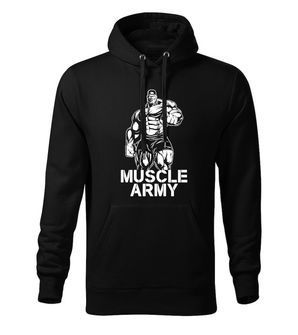 DRAGOWA muška majica s kapuljačom muscle army man, crna 320g/m2