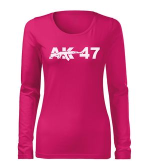 DRAGOWA Slim ženska majica dugih rukava AK-47, ružičasta 160g/m2