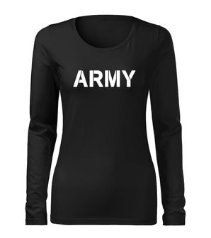 DRAGOWA Slim ženska vojna majica dugih rukava, crna 160g/m2