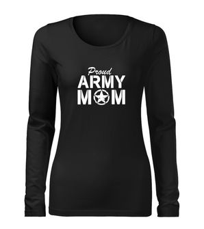 DRAGOWA Slim ženska majica dugih rukava army mom, crna 160g/m2