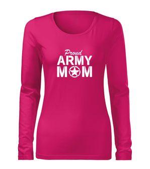 DRAGOWA Slim ženska majica dugih rukava army mom, ružičasta 160g/m2