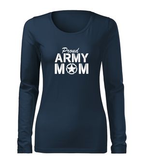 DRAGOWA Slim ženska majica dugih rukava army mom, tamnoplava 160g/m2