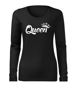 DRAGOWA Slim ženska majica dugih rukava queen, crna 160g/m2