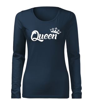 DRAGOWA Slim ženska majica dugih rukava queen, tamnoplava 160g/m2