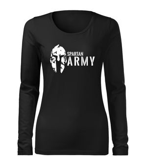 DRAGOWA Slim ženska majica dugih rukava spartan army, crna 160g/m2
