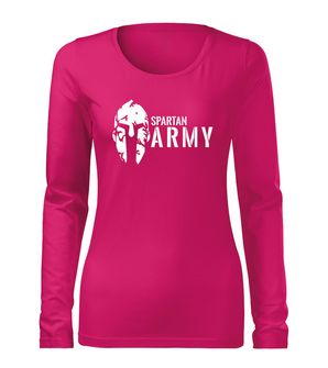 DRAGOWA Slim ženska majica dugih rukava spartan army, ružičasta 160g/m2