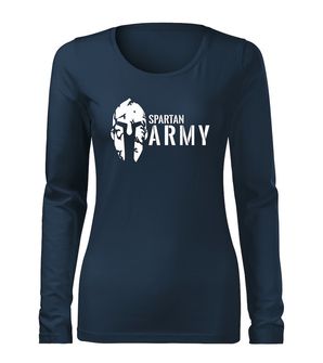 DRAGOWA Slim ženska majica dugih rukava spartan army, tamnoplava 160g/m2