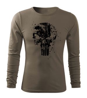 DRAGOWA Fit-T majica s dugim rukavima Frank The Punisher, maslinasta 160g/m2